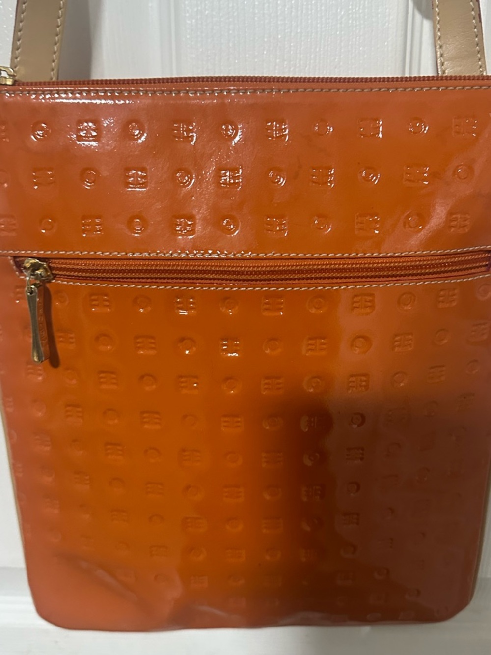 ArcadiaOrange Embossed Crossbody Shoulder Bag - Picture 3 of 9